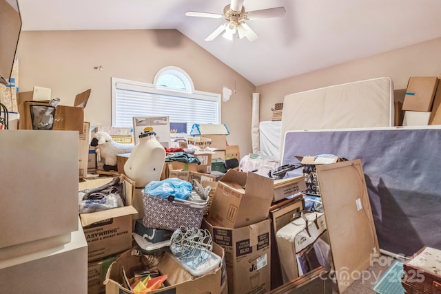 3585 Goodman Lake Rd, Salisbury, NC 28146 - misc room featuring ceiling fan and lofted ceiling