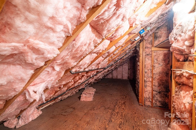 view of unfinished attic