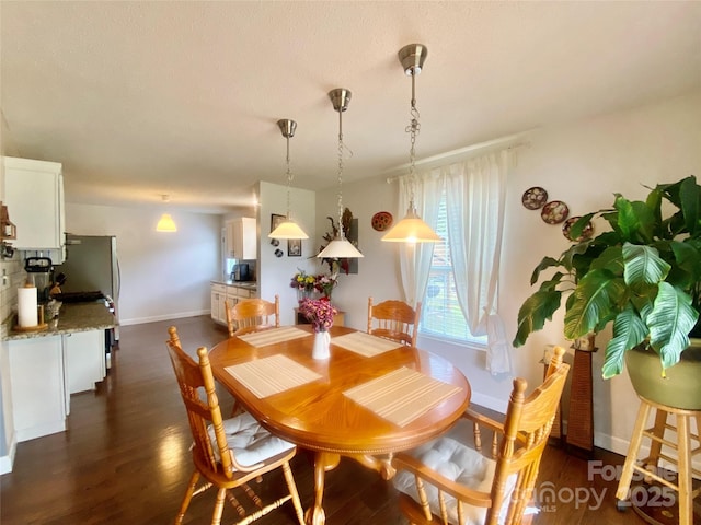 970 Mt Moriah Church Rd, China Grove, NC 28023 - dining space with baseboards and dark wood-type flooring