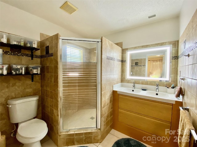 970 Mt Moriah Church Rd, China Grove, NC 28023 - bathroom featuring a sink, tile walls, a shower stall, and visible vents