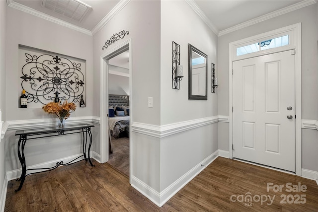 3588 County Down Ave, Kannapolis, NC 28081 - entryway featuring dark wood-type flooring, ornamental molding, and baseboards