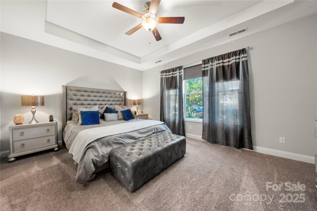 3588 County Down Ave, Kannapolis, NC 28081 - carpeted bedroom with baseboards, a raised ceiling, and ceiling fan
