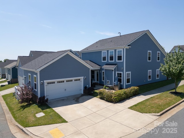 3588 County Down Ave, Kannapolis, NC 28081 - traditional-style house featuring an attached garage, driveway, a front yard, and a shingled roof