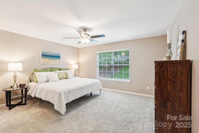 3032 Kilbeggan Dr, Clover, SC 29710 - bedroom featuring baseboards, light carpet, and a ceiling fan