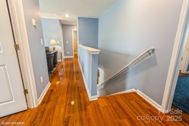 2772 Sherrills Stream Dr, Sherrills Ford, NC 28673 - corridor featuring an upstairs landing, baseboards, and wood finished floors