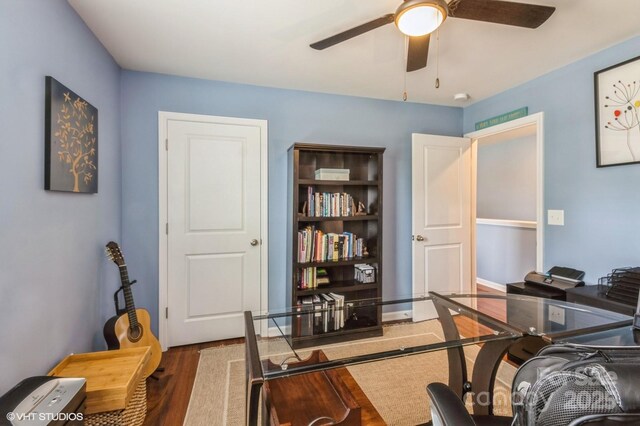 2772 Sherrills Stream Dr, Sherrills Ford, NC 28673 - home office with wood finished floors and ceiling fan