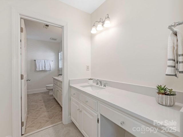232 Perrin Pl, Charlotte, NC 28207 - bathroom featuring vanity, toilet, tile patterned floors, and baseboards