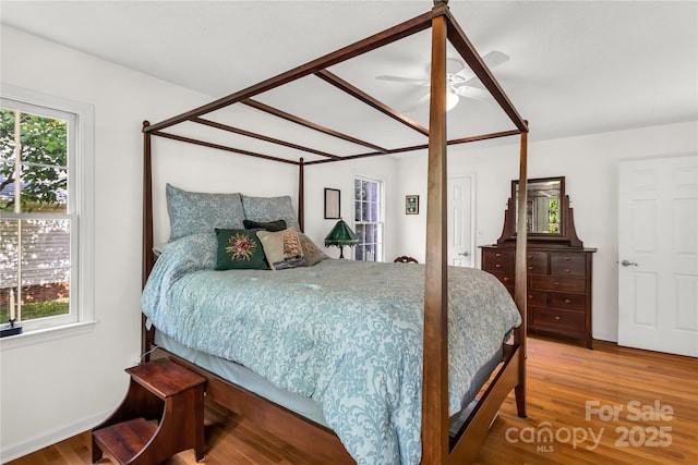 709 Weldon Ln, Salisbury, NC 28146 - bedroom with a ceiling fan and wood finished floors