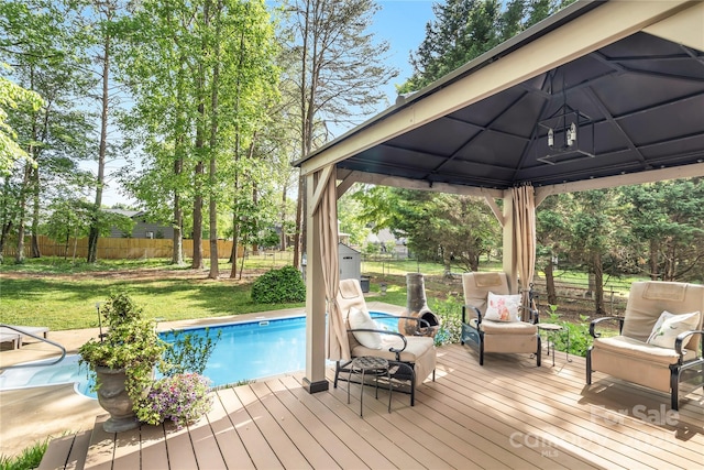 709 Weldon Ln, Salisbury, NC 28146 - view of swimming pool with a deck, a fenced in pool, and a fenced backyard