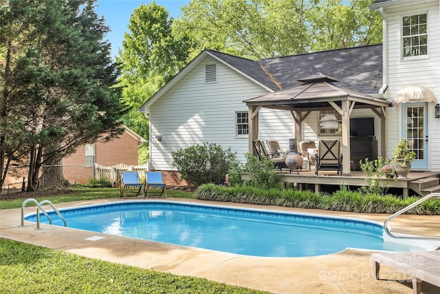 709 Weldon Ln, Salisbury, NC 28146 - view of pool featuring a fenced in pool, fence, a gazebo, and a deck