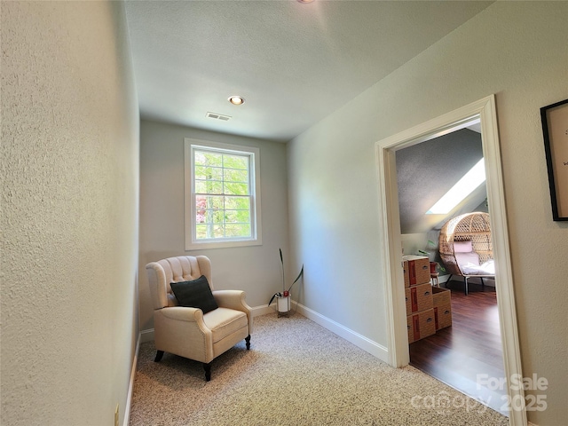 521 Hobson Rd, Bakersville, NC 28705 - sitting room with carpet flooring, baseboards, and a textured wall