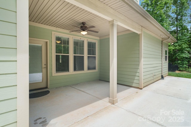 view of patio with a ceiling fan