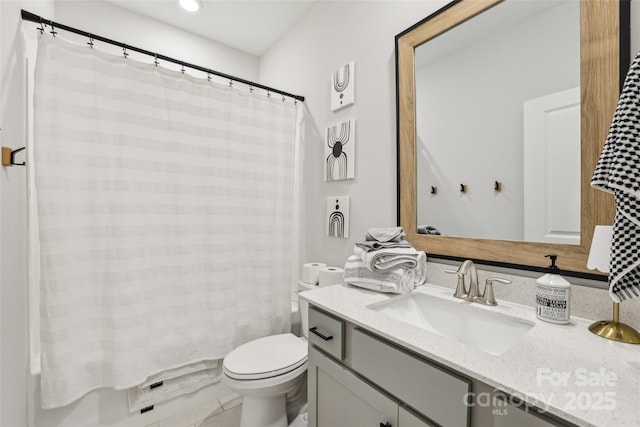 104 Trellis Ln, Troutman, NC 28166 - full bath featuring vanity, toilet, tile patterned floors, and shower / tub combo