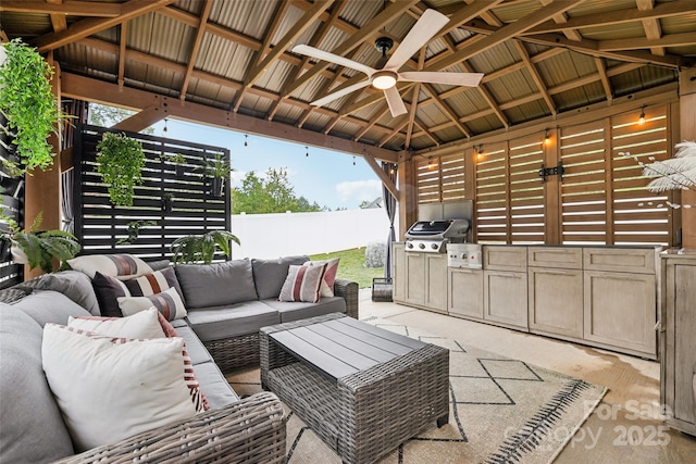 104 Trellis Ln, Troutman, NC 28166 - view of patio / terrace featuring an outdoor hangout area, a gazebo, and ceiling fan