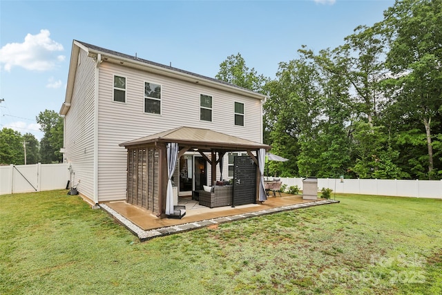 104 Trellis Ln, Troutman, NC 28166 - rear view of property with a gazebo, an outdoor hangout area, and a patio area