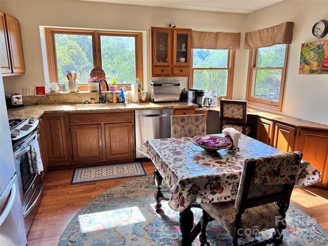 5A Hedgerose Ct, Asheville, NC 28805 - kitchen with plenty of natural light, a sink, appliances with stainless steel finishes, and brown cabinets