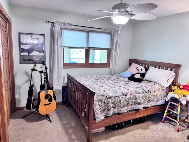 5A Hedgerose Ct, Asheville, NC 28805 - carpeted bedroom featuring a closet, baseboards, and ceiling fan