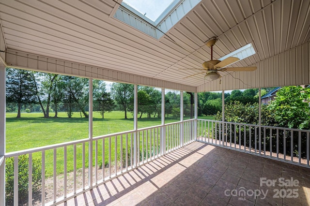 view of patio / terrace featuring ceiling fan