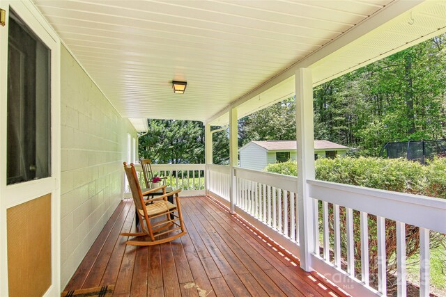 deck featuring covered porch