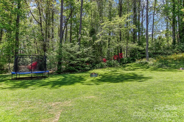 view of yard featuring a trampoline