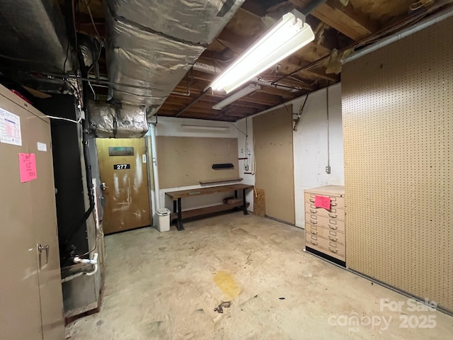 unfinished below grade area with heating unit
