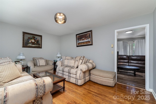 living room with wood finished floors