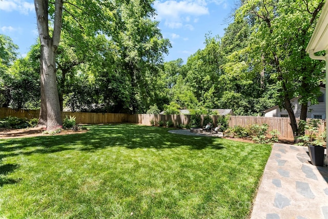 view of yard featuring a fenced backyard