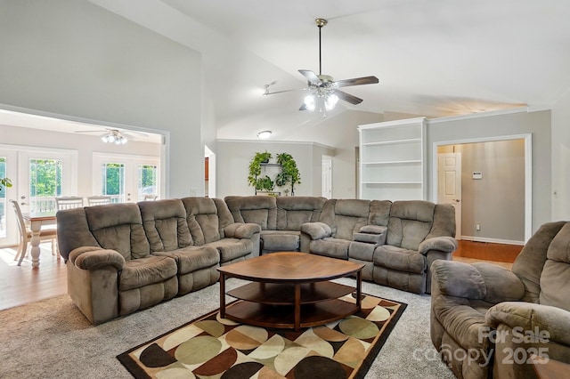 2379 Whitley Rd, Fort Mill, SC 29708 - living area with a ceiling fan, vaulted ceiling, and wood finished floors