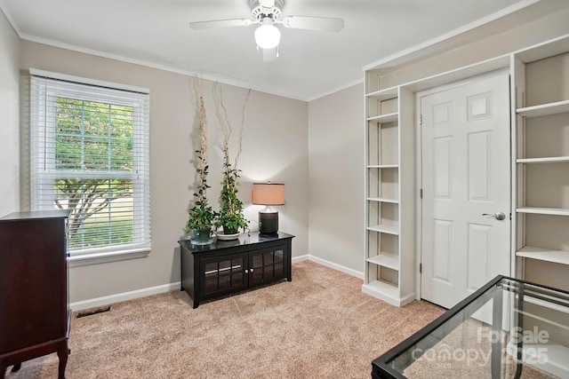 2379 Whitley Rd, Fort Mill, SC 29708 - carpeted bedroom featuring multiple windows, baseboards, ornamental molding, and ceiling fan
