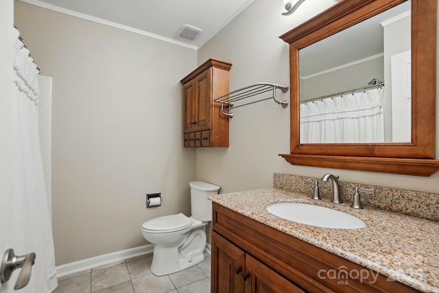 2379 Whitley Rd, Fort Mill, SC 29708 - full bathroom featuring toilet, crown molding, vanity, tile patterned floors, and baseboards