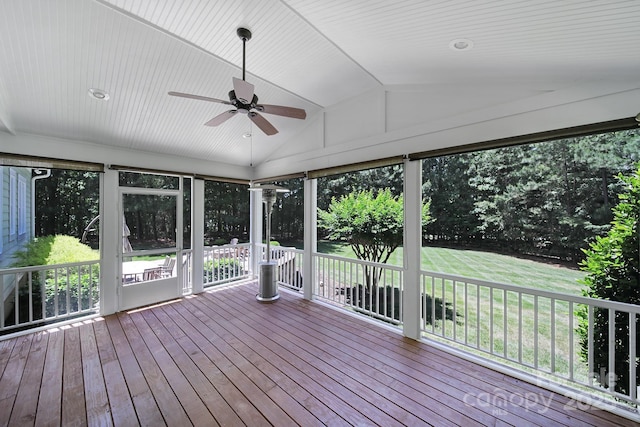 128 Spears Creek Dr, Mooresville, NC 28117 - unfurnished sunroom with a ceiling fan and vaulted ceiling