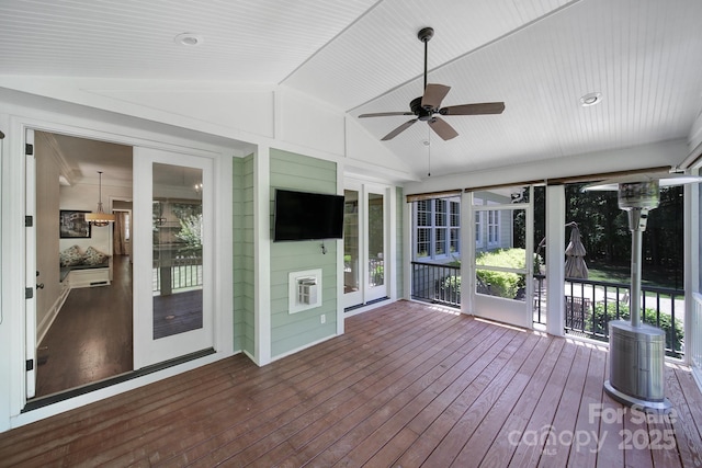 128 Spears Creek Dr, Mooresville, NC 28117 - unfurnished sunroom with ceiling fan and lofted ceiling