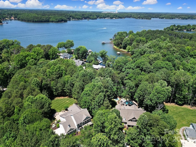 128 Spears Creek Dr, Mooresville, NC 28117 - drone / aerial view of a heavily wooded area and a nearby body of water