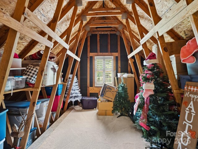 view of unfinished attic
