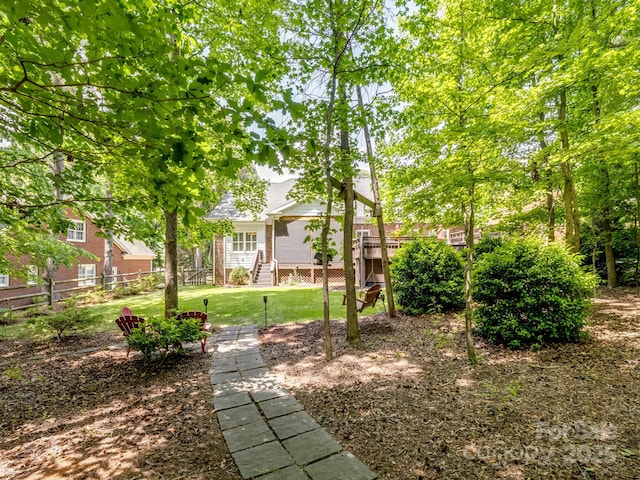 view of yard with fence