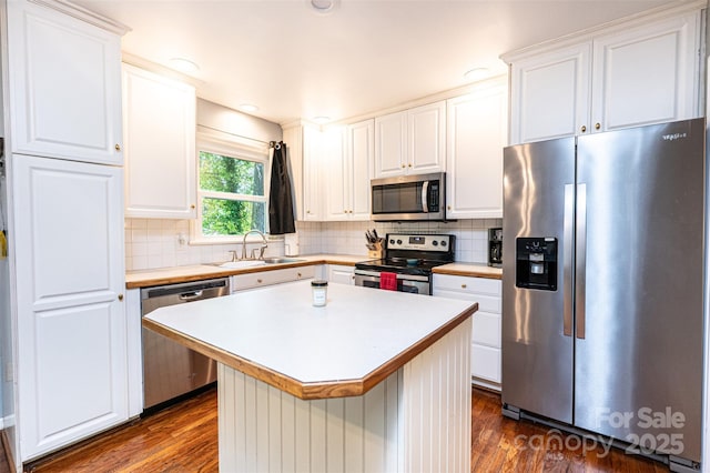1018 Autumn Ln, Hickory, NC 28602 - kitchen with a sink, appliances with stainless steel finishes, dark wood-style floors, and light countertops