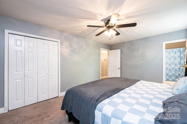 1018 Autumn Ln, Hickory, NC 28602 - bedroom with carpet flooring, a ceiling fan, baseboards, and a closet
