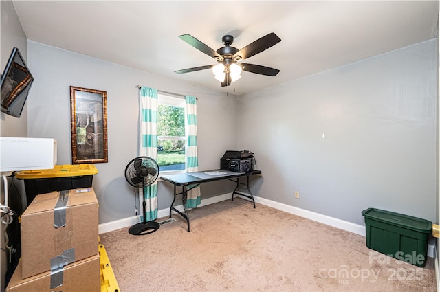 1018 Autumn Ln, Hickory, NC 28602 - office area featuring baseboards, carpet, and a ceiling fan