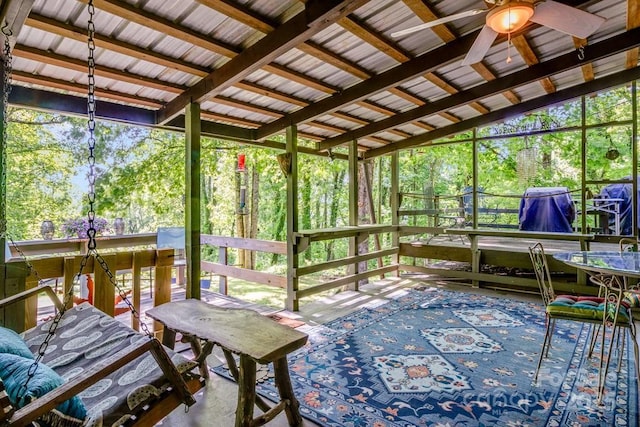 76 Archer Rd, Saluda, NC 28773 - sunroom featuring a ceiling fan