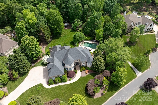 aerial view with a residential view