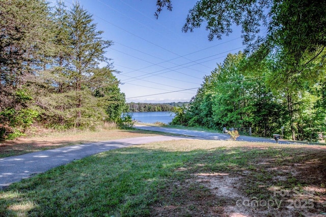7733 Skyline Dr, Sherrills Ford, NC 28673 - view of green lawn with a water view and a view of trees