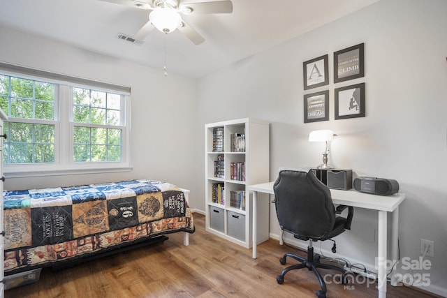 9214 Arbourgate Meadows Ln, Charlotte, NC 28277 - bedroom featuring baseboards, a ceiling fan, wood finished floors, and visible vents