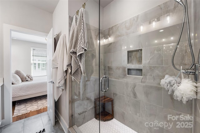 ensuite bathroom with a shower stall and ensuite bath