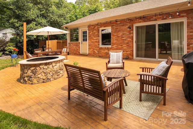 1514 Wensley Dr, Charlotte, NC 28210 - view of patio / terrace with an outdoor fire pit and a deck