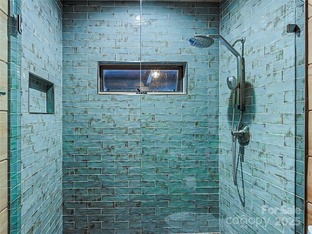 bathroom with a shower stall