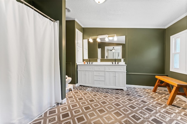 9 Ruby Dr, Hendersonville, NC 28792 - full bathroom with crown molding, a sink, a textured ceiling, and tile patterned floors