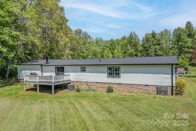 9 Ruby Dr, Hendersonville, NC 28792 - back of property featuring a lawn, crawl space, and a deck