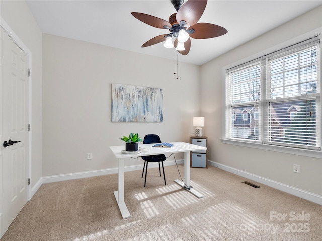 44 Chip Shot Ct, Mills River, NC 28759 - carpeted office with a ceiling fan, baseboards, and visible vents