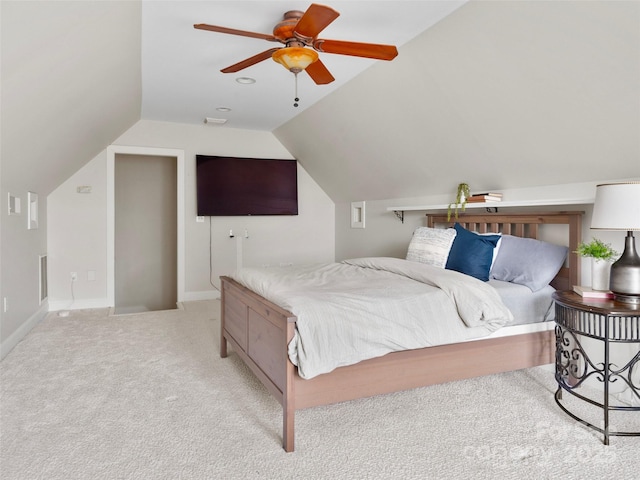 44 Chip Shot Ct, Mills River, NC 28759 - bedroom with baseboards, carpet flooring, ceiling fan, and lofted ceiling