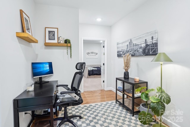 16427 Cozy Cove Rd, Charlotte, NC 28278 - office space featuring wood finished floors and recessed lighting